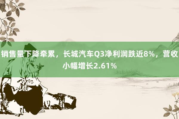 销售量下降牵累，长城汽车Q3净利润跌近8%，营收小幅增长2.61%